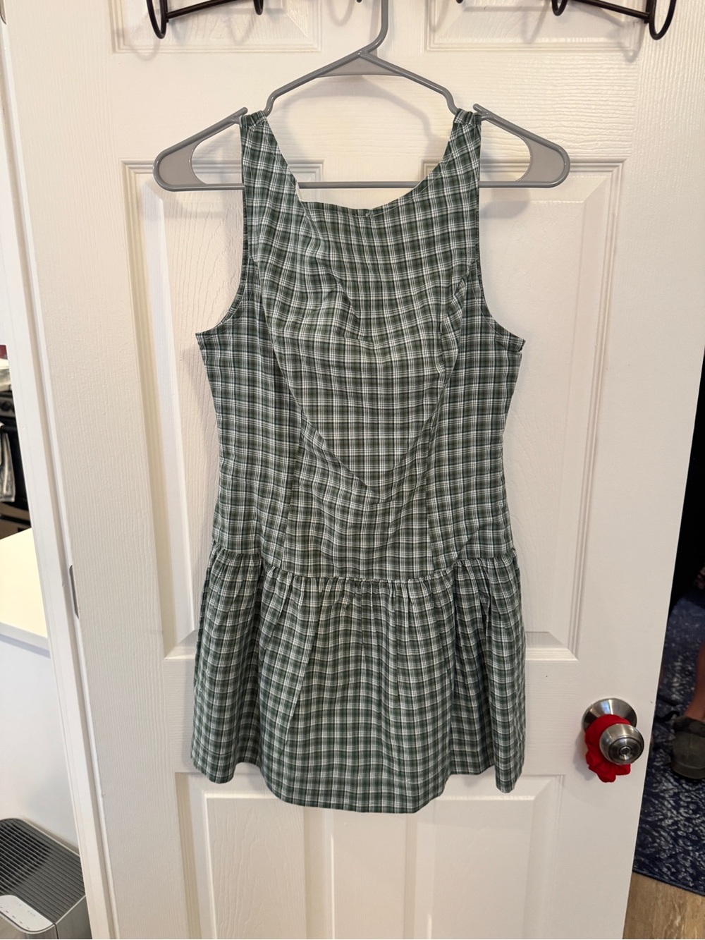 Green Plaid Sleeveless Dress
